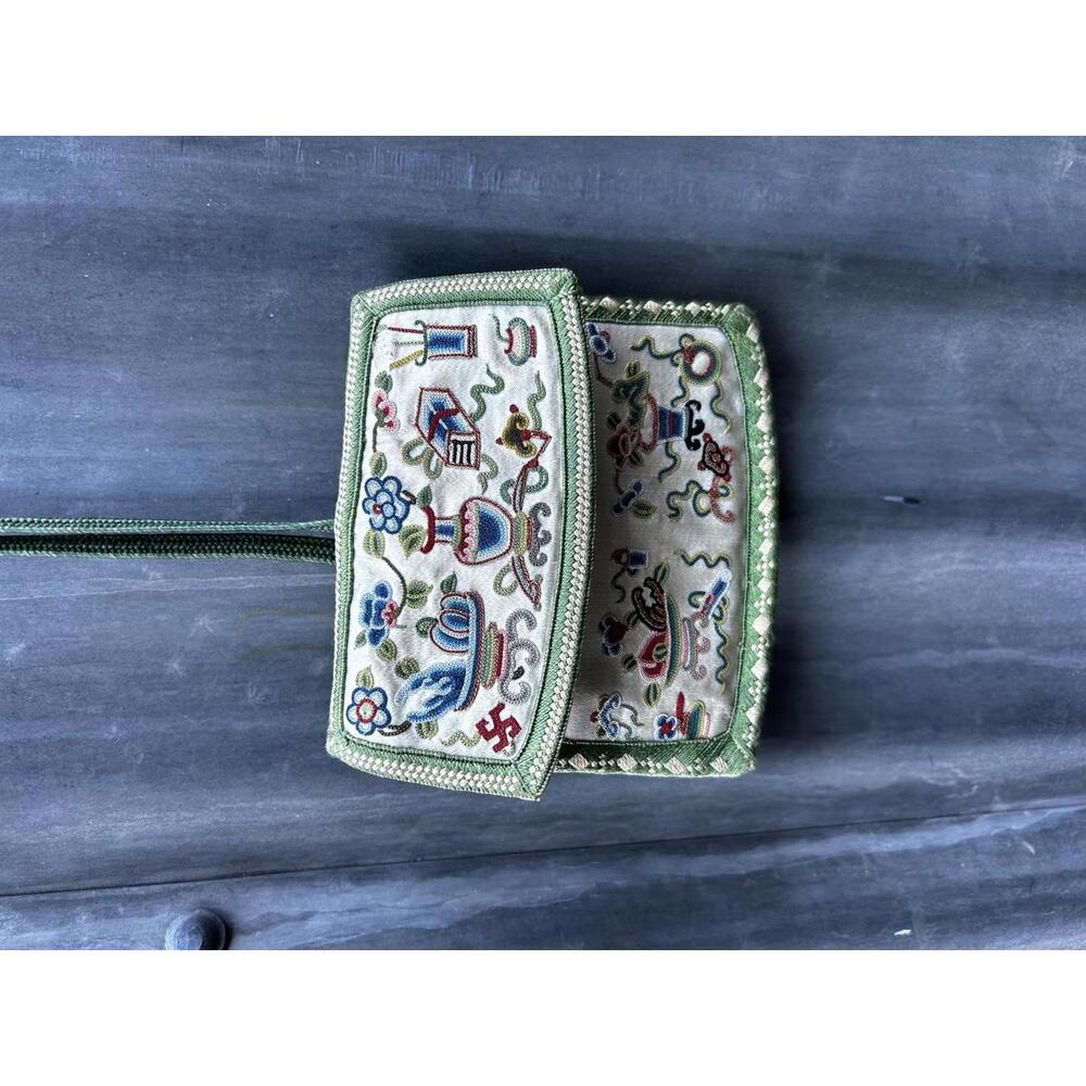 Embroidered Small Crossbody Handbag with Floral and Decorative Motifs